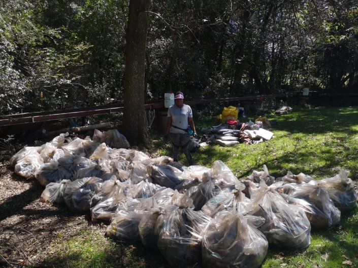thousands of bags of litter removed from river